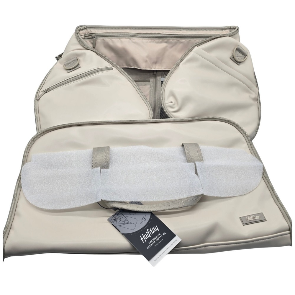 Halfday Convertible 2-in-1 Vegan Leather Garment Duffel 45L Ivory Travel Bag